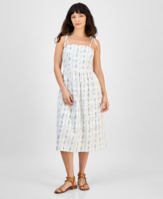 And Now This - Petite Square-Neck Sleeveless Cotton Midi Dress
