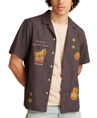 Lucky Brand - Men's Vice Short Sleeve Button-Front Graphic Camp Shirt
