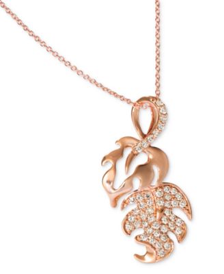 Le Vian - Nude Diamond Double Leaf Adjustable 20" Pendant Necklace (1/2 ct. t.w.) in 14k Rose Gold