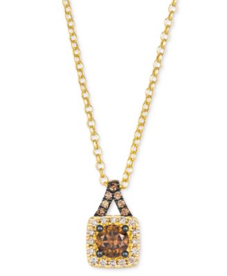 Le Vian - Chocolate Diamond & Nude Diamond Square Halo 19" Pendant Necklace (5/8 ct. t.w.) in 14k Gold