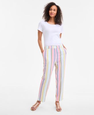 Style & Co - Women's Cotton Striped Pull-On Tapered Pants
