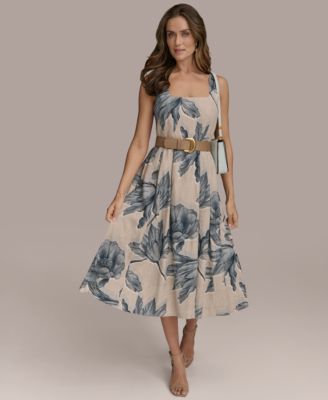 Donna Karan New York - Women's Sleeveless Linen-Blend Belted Dress
