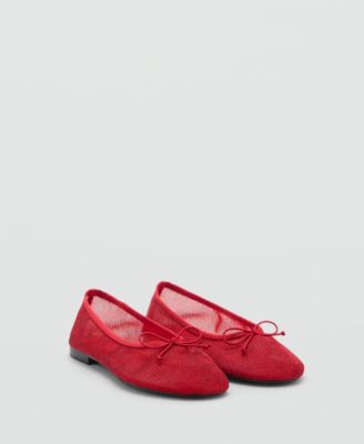 MANGO - Women's Mesh Bow Ballerina Shoes