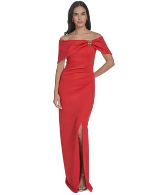 Jessica Howard - Petite Embellished Off-The-Shoulder Gown