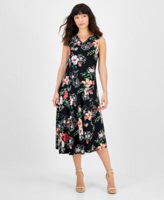 Robbie Bee - Women's Cowl-Neck Sleeveless Midi Dress