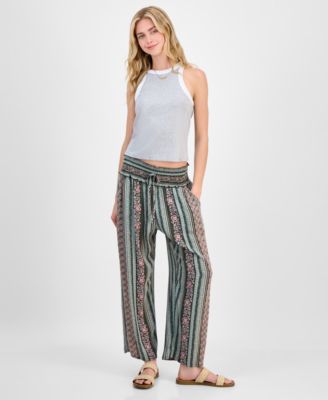 Kingston Grey - Juniors' Printed Wide-Leg Soft Pants