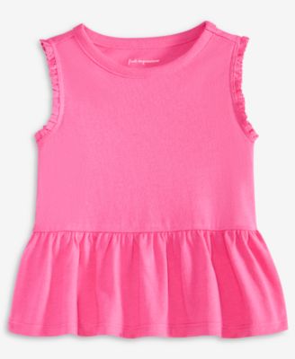 First Impressions - Baby Girls Solid Rib Ruffled Tank Top