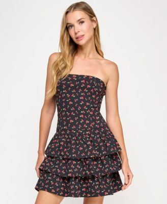Emerald Sundae - Juniors' Cherry-Print Bubble Dress