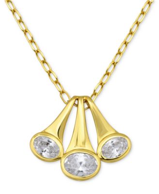 Giani Bernini - Cubic Zirconia Triple Horn Pendant Necklace in 18k Gold-Plated Sterling Silver (also in Sterling Silver), 16" + 2" extender