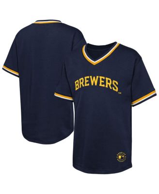 Outerstuff - Big Boys and Girls Navy Milwaukee Brewers Relief Pitcher V-neck T-Shirt