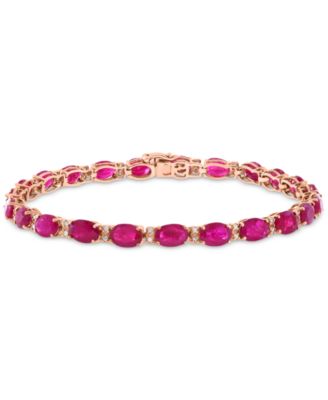 EFFY Collection - Ruby (13-1/10 ct. t.w.) & Diamond (1/6 ct. t.w.) Oval Tennis Bracelet in 14k Rose Gold