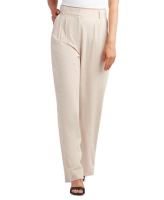 BCX - Juniors' Pleat-Front Mid-Rise Wide-Leg Pants