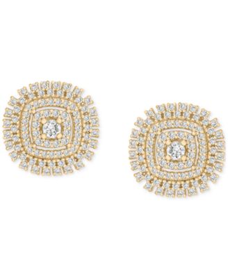 Macy's - Diamond Openwork Cluster Stud Earrings (1 ct. t.w.) in 10k Gold