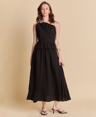 English Factory - Women's Ruffled Strapless Midi Dress
