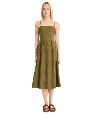 Luxely - Women's Square-Neck A-Line Midi Dress