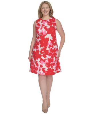 Jessica Howard - Plus Size Floral-Print Sleeveless Shift Dress