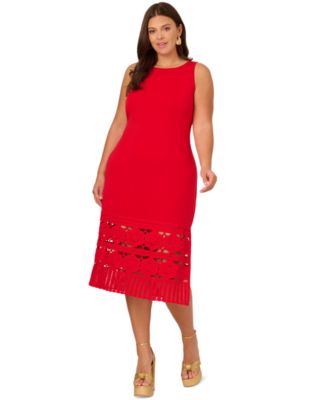 Adrianna Papell - Plus Size Crochet-Hem Midi Dress