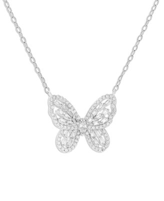 Giani Bernini - Cubic Zirconia Butterfly Pendant Necklace in Sterling Silver, 18" + 2" extender