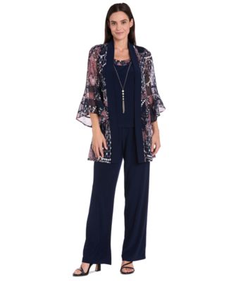 R & M Richards - Women's Pantsuit, Shell & Necklace Set