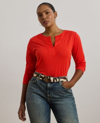 Lauren Ralph Lauren - Plus Size Cotton Jersey Three-Quarter-Sleeve Tunic