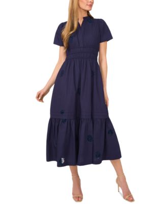 CeCe - Women's Short-Sleeve V-Neck Maxi Dress