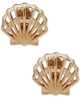 Anne Klein - Gold-Tone Shell-Motif Clip-On Button Earrings