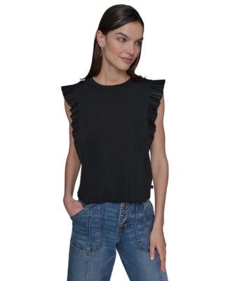 KARL LAGERFELD PARIS - Women's Ruffle-Sleeve Knit Top
