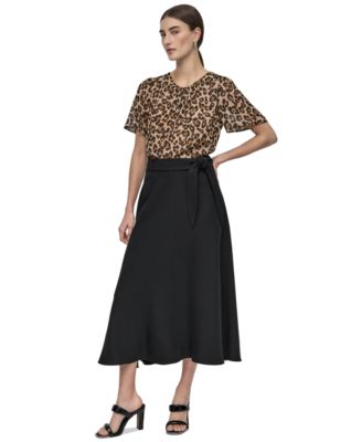 DKNY - Petite Tie-Waist Midi Skirt