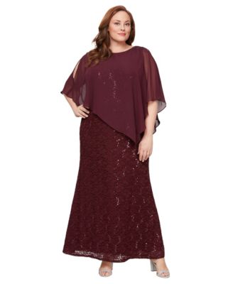 SL Fashions - Plus Size Beaded Popover Gown