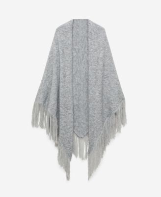 MANGO - Women's Fringed Ends Knitted Shawl