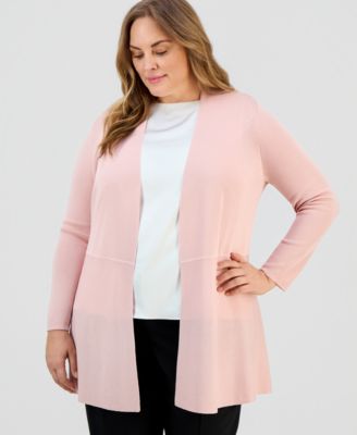 Anne Klein - Plus Size Montery Open-Front Cardigan Sweater