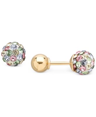 Macy's - Children's Multi-Crystal Revisible Earrings in 14k Gold (5/8 ct. t.w.)
