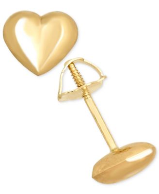 Macy's - High Polished Puff Heart Stud Earrings in 14k Gold or 14k White Gold