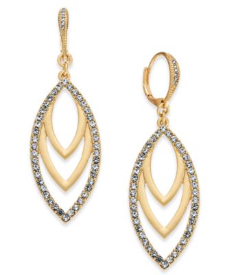 I.N.C. International Concepts - Silver-Tone Hematite Drop Navette Earrings