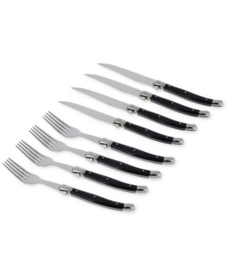 French Home - 8-Pc. Faux Onyx Steak Knife & Fork Set