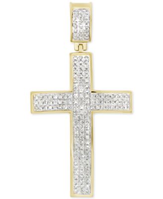 Macy's - Diamond Cluster Cross Pendant (1/2 ct. t.w.) in 10k Gold