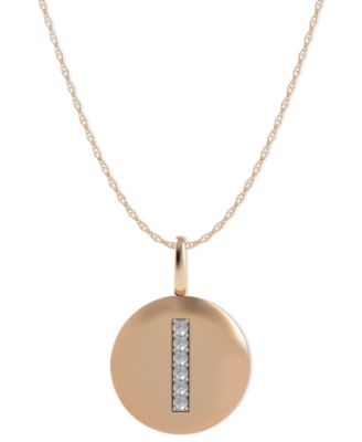 Macy's - 14k Rose Gold Necklace, Diamond Accent Letter I Disk Pendant