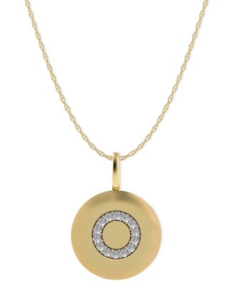 Macy's - 14k Gold Necklace, Diamond Accent Letter O Disk Pendant