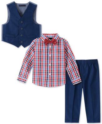 Nautica - Baby Boys 4-Pc. Bowtie, Plaid Shirt, Vest & Pants Set