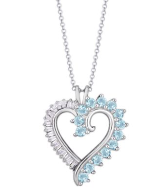 Macy's - Simulated Rounds and Cubic Zirconia Baguettes Heart Pendant Necklace