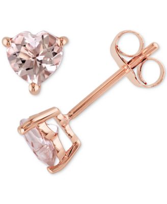 Macy's - Morganite Heart Stud Earrings (1 ct. t.w.) in 10k Rose Gold