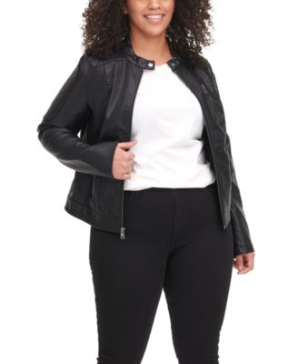 Levi's - Trendy Plus Size Classic Faux-Leather Quilted Racer Jacket