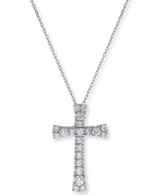 Macy's - Diamond Cross Pendant Necklace (5/8 ct. t.w.), 16" + 2" extender