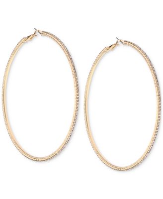 I.N.C. International Concepts - Gold-Tone Large Pav&eacute; Hoop Earrings, 2.36"