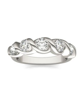 Charles & Colvard - Moissanite Bypass Band 1-1/6 ct. t.w. Diamond Equivalent in 14k White or Yellow Gold