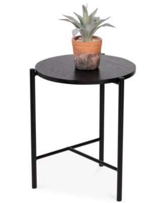 Honey Can Do - Round Side Table with T-Pattern Base