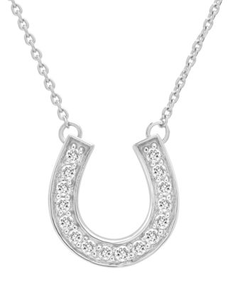 Wrapped - Diamond Horseshoe Pendant Necklace (1/6 ct. tw), 17" + 2" extender