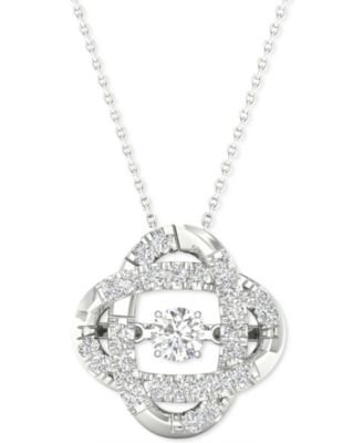 Twinkling Diamond Star - Diamond Interlocking Oval 18" Pendant Necklace (1/4 ct. t.w.) in 10k White Gold