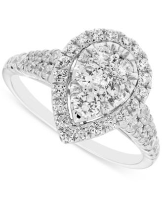 Macy's - Diamond Pear-Shaped Halo Cluster Engagement Ring (1 ct. t.w.) in 14k White Gold