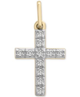 Wrapped - Diamond Cross Charm Pendant (1/20 ct. t.w.) in 10k Gold